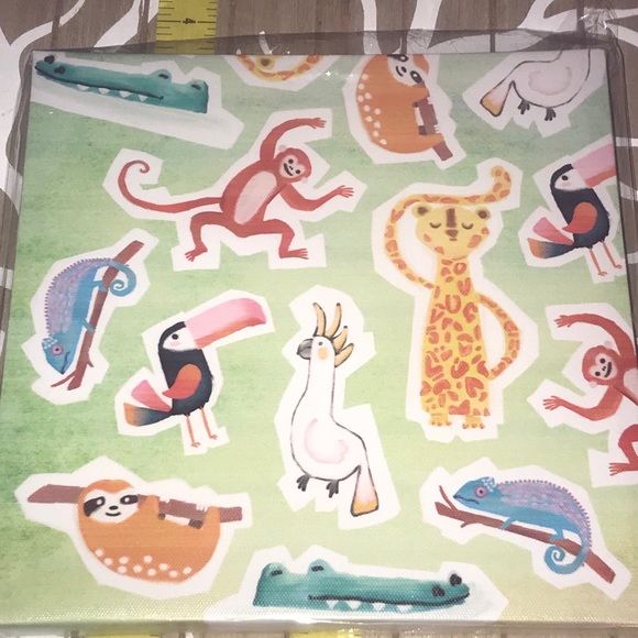 Nursery Animals Print Canvas Wall Art 8.5” x 8.5” - Picture 4 of 9